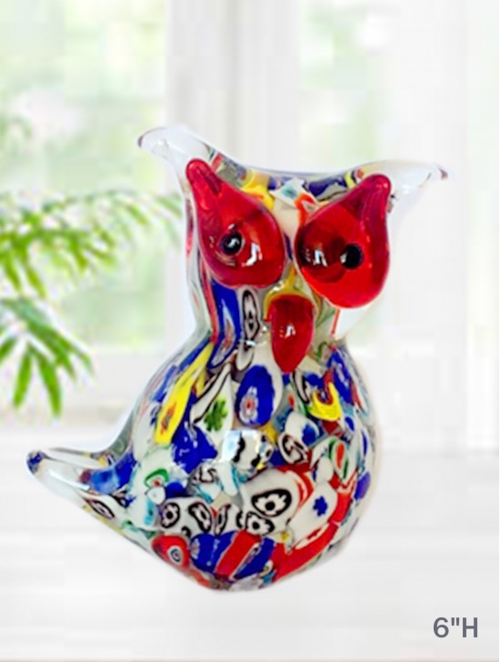 Glass Owl with Flowers